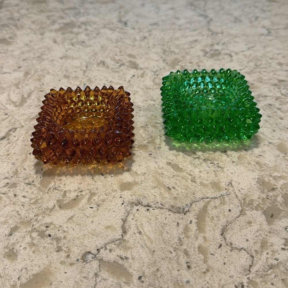 2 VINTAGE~FENTON~GLASS HOBNAIL SALT CELLARS~VOTIVE/TRINKET HOLDER ~G11
